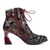 Dámské vínové extravagantní kotníčkové boty na podpatku Laura Vita 6