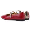 Dámské kožené baleríny v kombinaci červené a metalické barvy 3