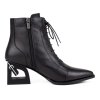 Dámské černé kotníčkové kožené boty Letizia 2