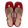 Dámské červené lodičky s otevřenou patou z lakované kůže 7