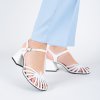 Dámské bílé kožené elegantní sandály na podpatku