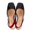Dámské černé lodičky s otevřenou patou a červeným páskem přes patu 7