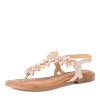 Dámské růžové květinové sandály Marco Tozzi