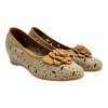 Dámské hnědé kožené baleríny na klínku s ozdobou Letizia 2
