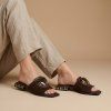 Dámské hnědé elegantní kožené nazouváky Letizia