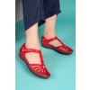Dámské červené kožené sandály na klínku 3