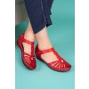 Dámské červené kožené sandály na klínku 4