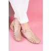 Dámské kožené béžové sandály na klínku 4