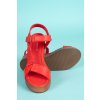 Dámské kožené červené sandály na klínku 7