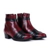 Dámské vínovočerné kožené kotníčkové boty 2