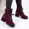 Dámské vínové kotníkové boty s kožíškem 2