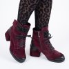 Dámské vínové kotníkové boty s kožíškem