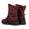 Dámské bordó kotníčkové boty s pokrčenou kůží 3