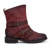 Dámské bordó kotníčkové boty s pokrčenou kůží 1