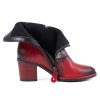 Dámské červené extravagantní polokozačky na podpatku 8