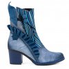 Dámské modré extravagantní polokozačky na podpatku 3