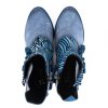 Dámské modré extravagantní polokozačky na podpatku 6