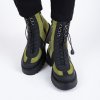 Dámské zelené kotníčkové boty se stahováním na strečovou šňůrku