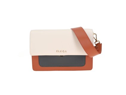 klopnova kabelka trekky oranz kremova grafit