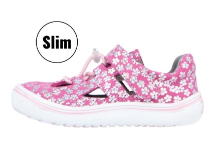Letní barefoot obuv Jonap B9 růžová kytky (SLIM verze) dívčí