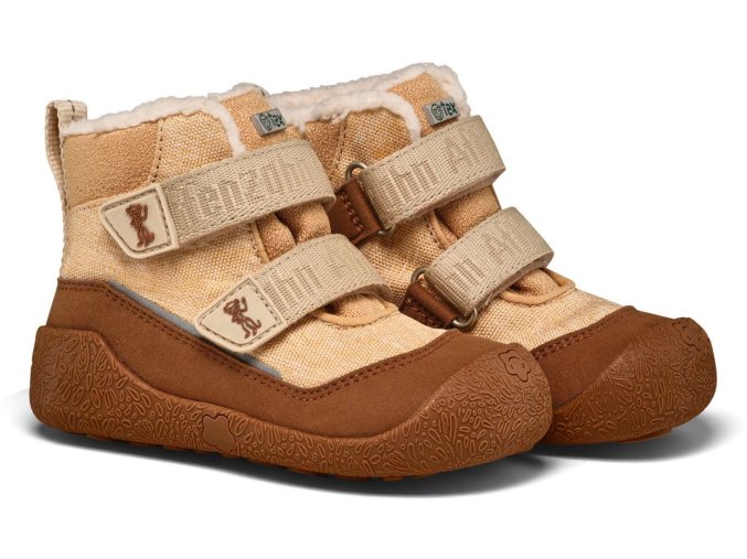 AFFENZAHN barefoot dětská zimní obuv Prewalker Midboot Vegan Snuggy - Beige