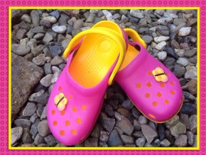 Pantofle alá crocs růžovo-žluté (Velikost 24)
