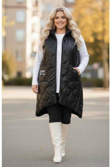 Dámská černá prošívaná vesta BIG SIZE