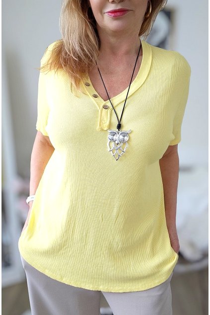 Dámské bavlněné žebrové triko GRETA BIG SIZE