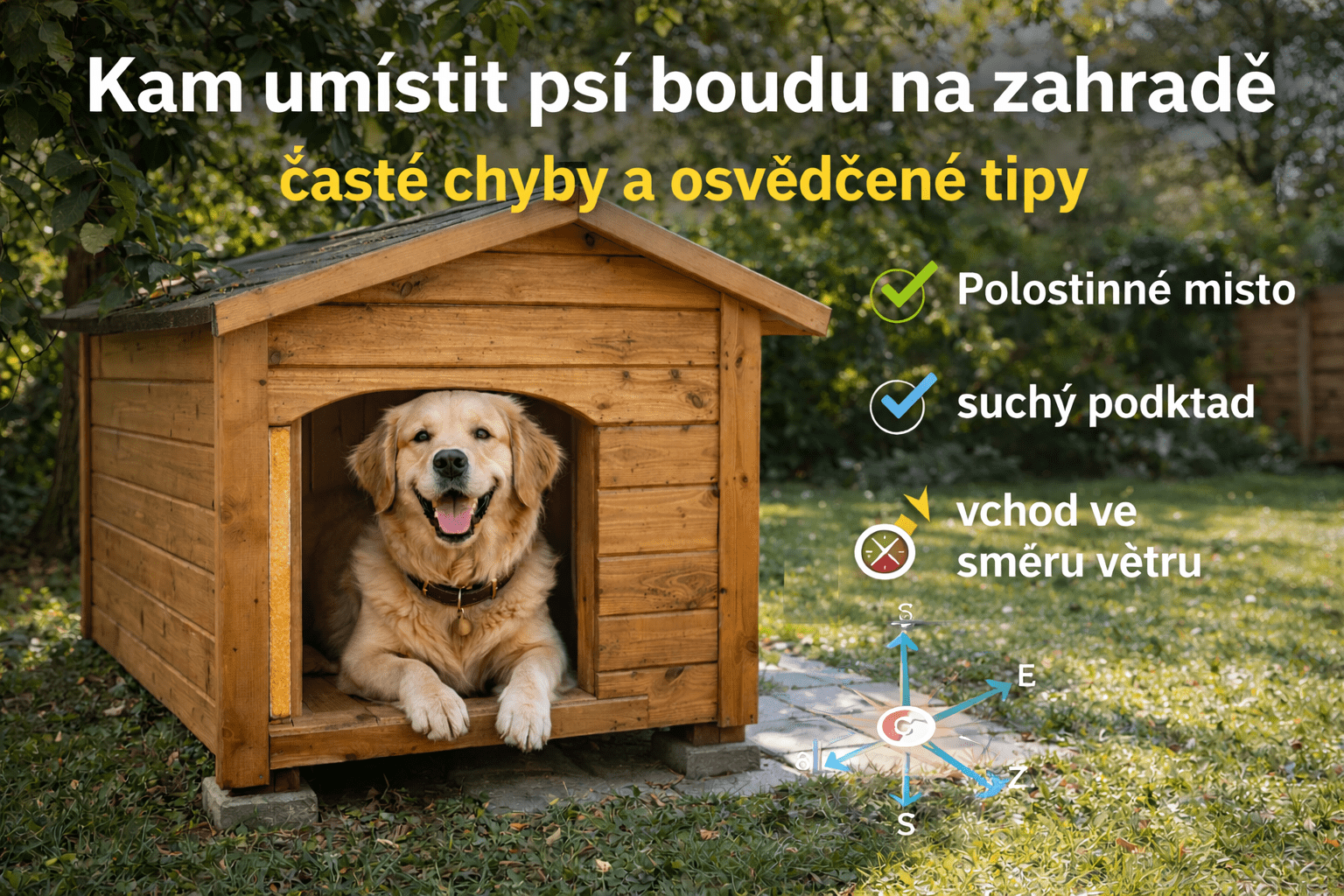 Kam umístit psí boudu na zahradě: časté chyby a osvědčené tipy