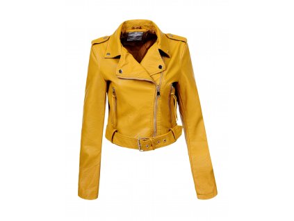 zlta damska kozena bunda biker