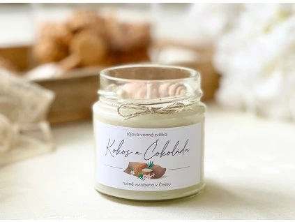 Sójová svíčka vůně Kokos a Čokoláda