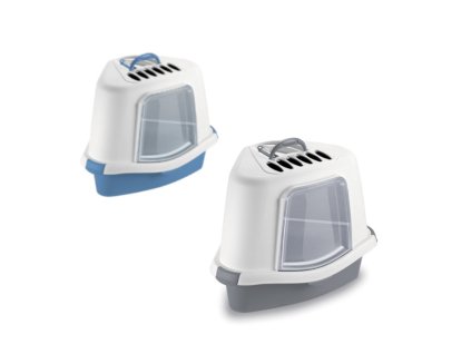 Toaleta pro kočky rohová - Sprint Corner plus, krytá, kamenně šedá (Varianta krytá, kamenně šedá)