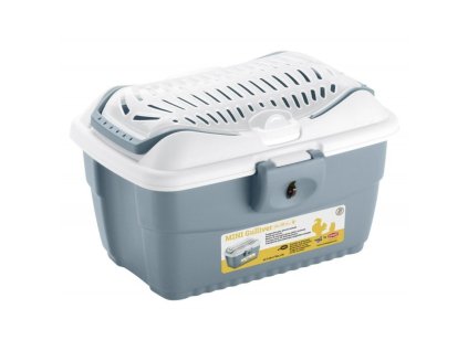 Přepravka Mini Gulliver pro hlodavce, fretky a papoušky, 40x30x24cm, bílá/ocelově modrá (Varianta fretky a papoušky, 40x30x24cm, bílá/ocelově modrá)