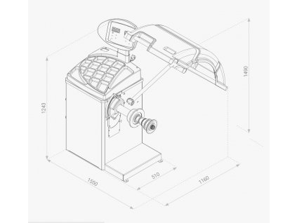 Vyvažovačka automobilových kol CB66, 10"-28", poloautomatická s displejem