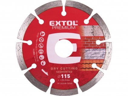 EXTOL PREMIUM kotouč diamantový řezný segmentový - suché řezání, O 115x22,2x2mm