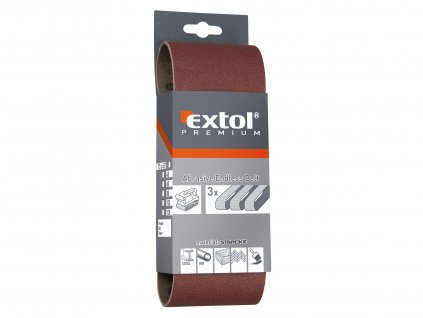 EXTOL PREMIUM plátna brusná nekonečný pás, bal. 3ks, 75x533mm, P40