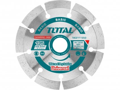 TOTAL Kotouč diamantový řezný, segmenový, suché i mokré řezání, 230x22,2mm