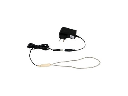 Vyhřívací topný kabel 12V / 12W s adaptérem, nerezové opletení