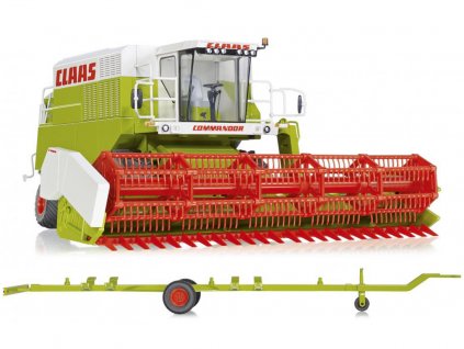 Model kombajnu Claas Commandor 116CS Wiking s transportním vozíkem na žací lištu