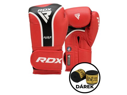RDX Boxerské rukavice Aura Plus T17-červené (Barva Červená, Velikost 10 oz)