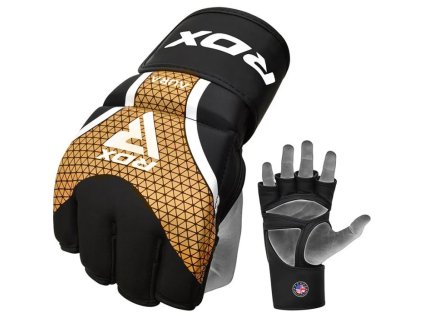 RDX MMA Rukavice Aura Plus černo-zlatá (Barva Černo-zlatá, Velikost XL)