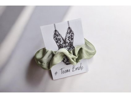 Saténová gumička-olivová