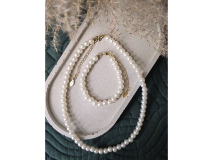 Světle béžový perličkový set