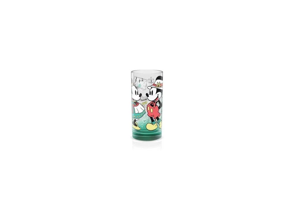 Disney skleněný pohár - 270 ml - Vídeň - zelený - Mickey a Minnie