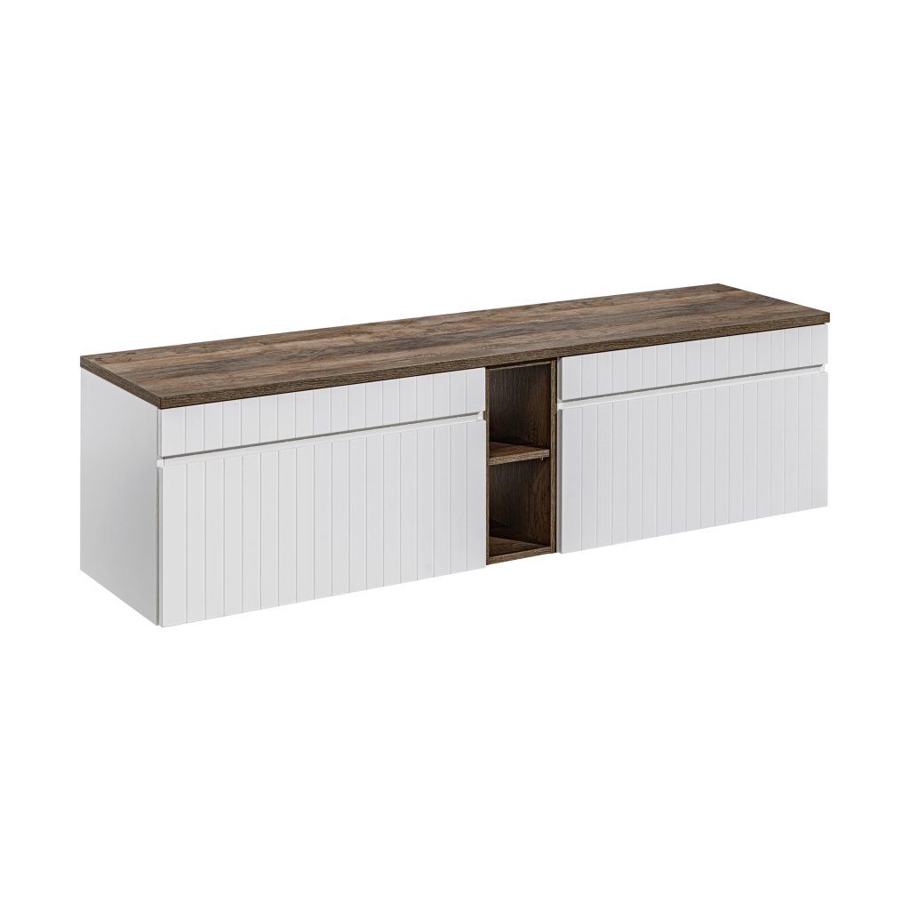 Koupelnová skříňka pod deskové umyvadlo set Iconic White 180 bílá/dub sante fe vintage