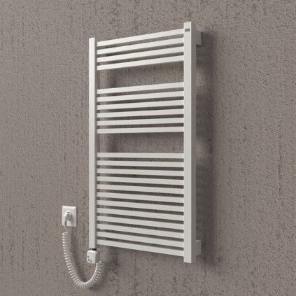 Elektrický koupelnový radiátor Rees E ARE-E 12045-02, připojení typ 02, 43,5x125 cm, bílá RAL 9016