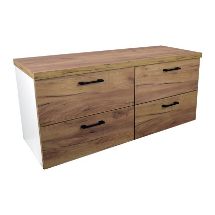 Koupelnová skříňka pod deskové umyvadlo Agria W 120-HD - bílá/zlatý dub