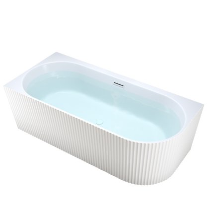 Volně stojící rohová akrylátová vana HYD-RIO504A levá 140x75 bílá, odtokový komplet bílý