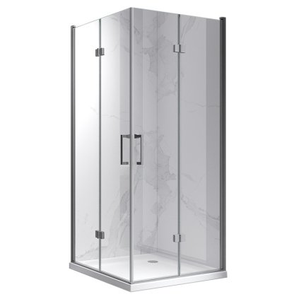 Čtvercový sprchový kout HYD-SK08C 90x90 kartáčovaná ocel/transparent - bez vaničky
