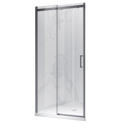 Posuvné sprchové dveře HYD-PD09C 120 kartáčovaná ocel/transparent pro instalaci do niky - bez vaničky